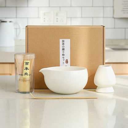 Bamboo Ceramic Japanese Matcha Tea Set Reusable Chasen Stirring Tea Sticks Matcha Spoon Matcha Whisk Set