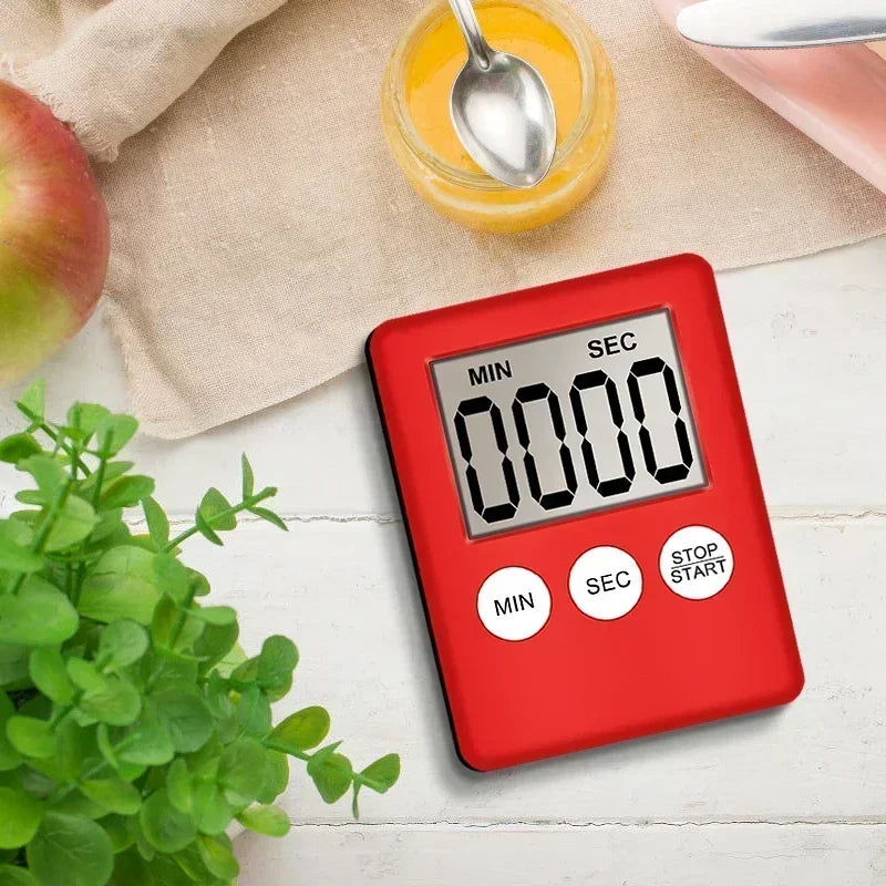 Magnet Kitchen Cooking Timers LCD Digital Screen   Square   Count Up Countdown Alarm Clock For