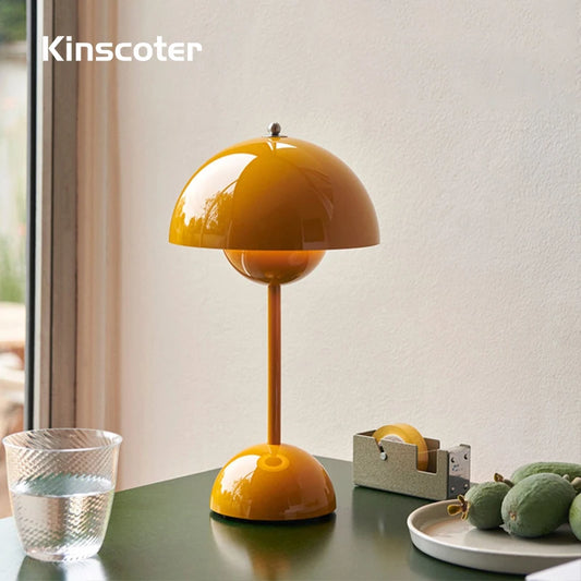 Kinscoter Noordse retro touch Bloembud Tafellamp LED 3 Kleurtemperatuur Oplaadbaar 1500 mAh Home Slaapkamer Nachtlampje