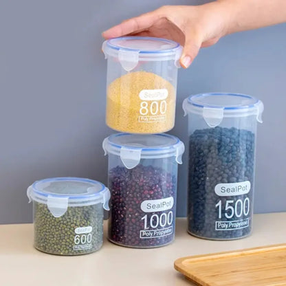 Cylindrique Transparent Food Jars scellé PP Boîtes de rangement de cuisine à l'épreuve d'humidité