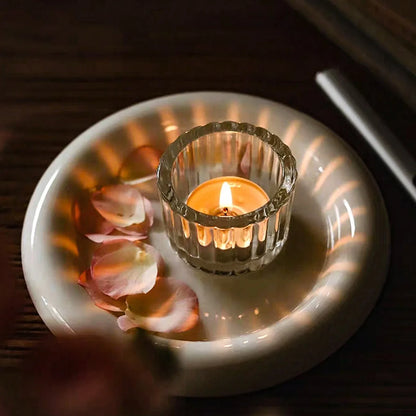 2Pcs Glass Tealight Candle Holder Small Clear Mini Candlestick Table Centerpiece Home Decorations For Wedding Festival Birthday