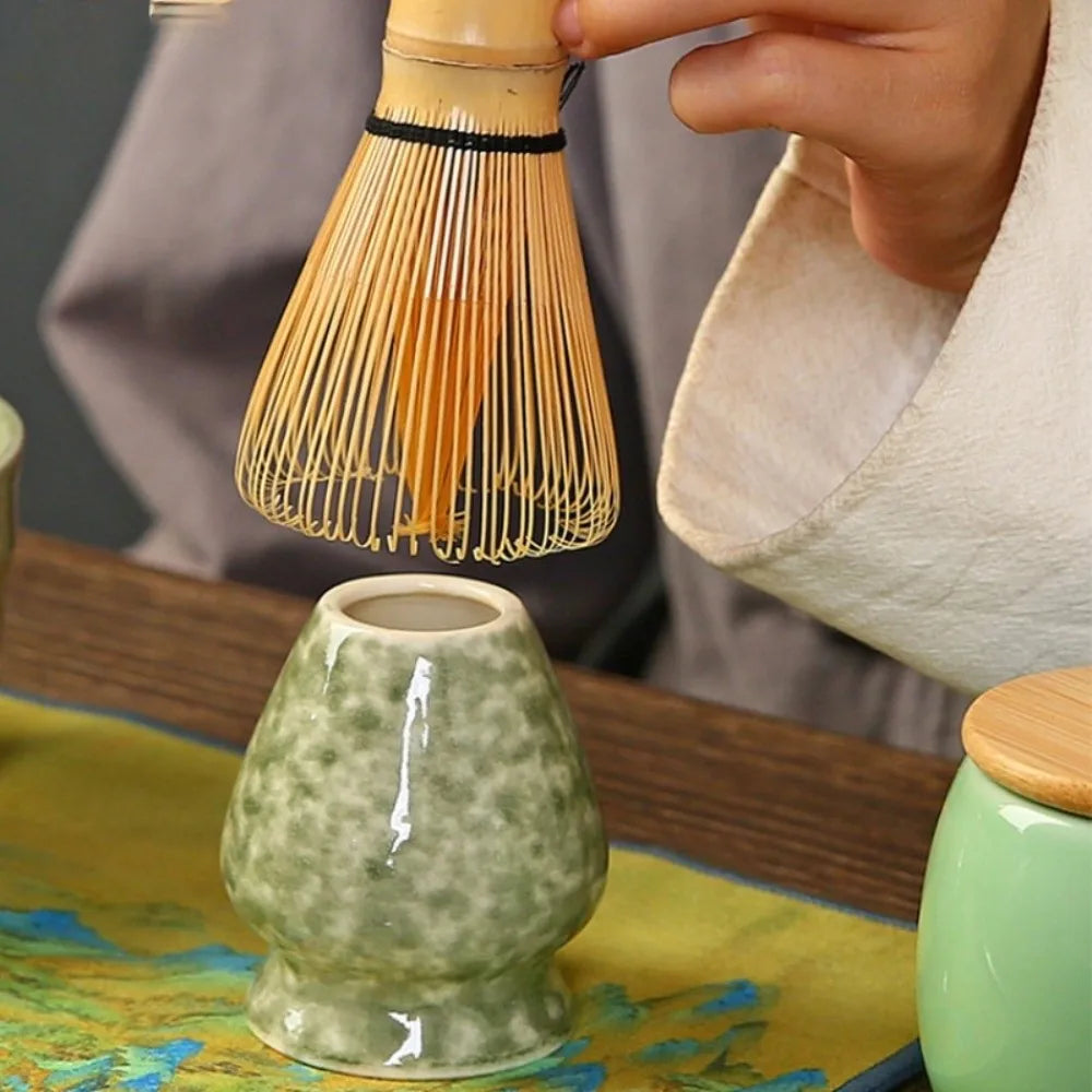 Bamboo Ceramic Japanese Matcha Tea Set Reusable Chasen Stirring Tea Sticks Matcha Spoon Matcha Whisk Set