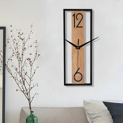 Rectangular wood grain wall clock for quiet decoration in homes and offices used in living rooms bedrooms and dining rooms