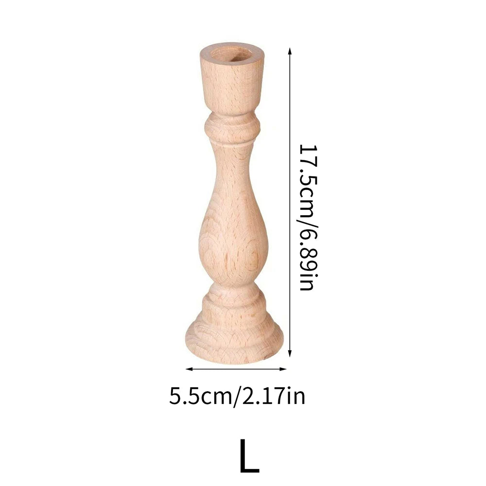 Wooden Candlesticks Unfinished Wood Candle Holder Pillar Taper Candle Stands for Wedding Party Birthday Home Table Decoration