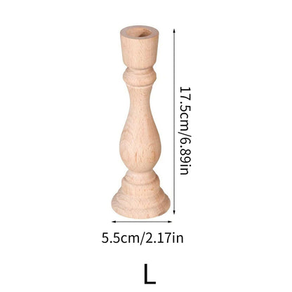 Wooden Candlesticks Unfinished Wood Candle Holder Pillar Taper Candle Stands for Wedding Party Birthday Home Table Decoration