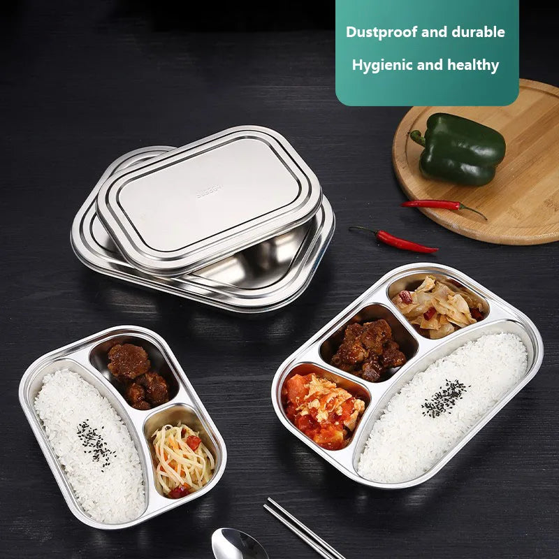 304 stainless steel dinner plate compartment with lid lunch plate