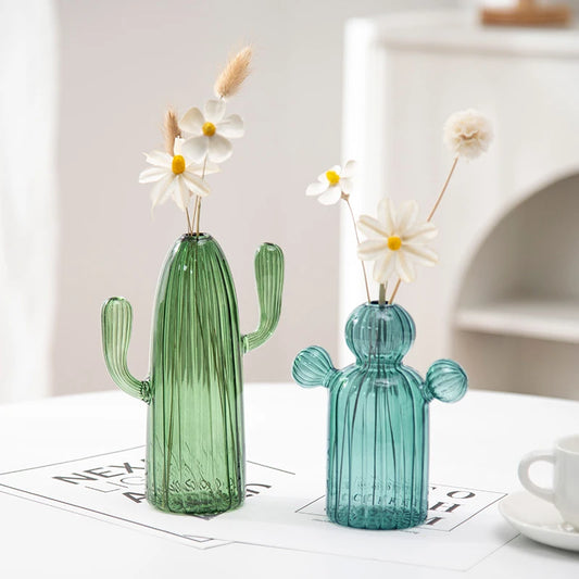 Vase créatif en forme de verre de cactus pour vase créative vase maison décor de bureau transparent hydroponique vase vase artisanat