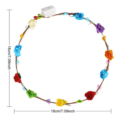 10 stk LED blomsterkrone pannebånd lyser opp blomsterhodebånd for kvinner kranser som glødende blomsterkranskroner for bryllupsfest