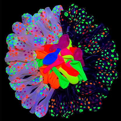 لوازم حفلات نيون فلورسنت بالون نيون يتوهج في الظلام، لافتة ورقية لتزيين حفلات الزفاف وأعياد الميلاد وحفلات الضوء الأسود