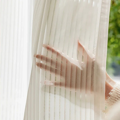 New Elegant Sheer Blinds with Hook-and-Loop Luxury No-Drill Vertical Sheer Panel Curtain Self-Adhesive Privacy Sheer Curtain