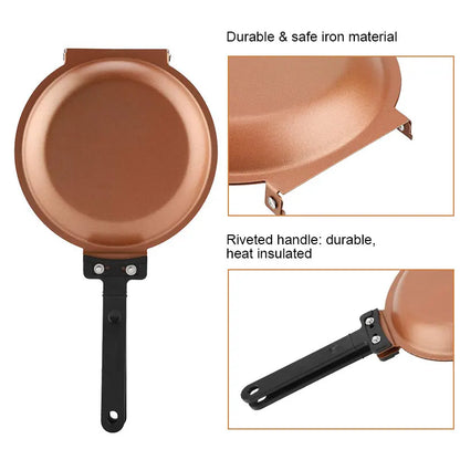 Duebel Säit pancake pan net-stick Keramik Cover Flip frittéiert Pan frittéiert Ee Pancake Makring Grouskëscht