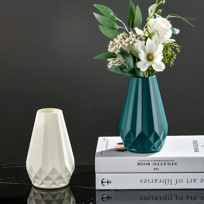 Diamantförmige Blumenvase Mode Imitation Keramik Plastik Blumentopf Nordische Stil Moderne Blumenarrangement Wohnzimmer