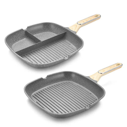 Poêle à friture antiadhésive durable poêle 3 en 1 steak-petit-déjeuner pochettes casseroles de cuisson ustensiles de cuisine ustensiles de cuisine ustensiles