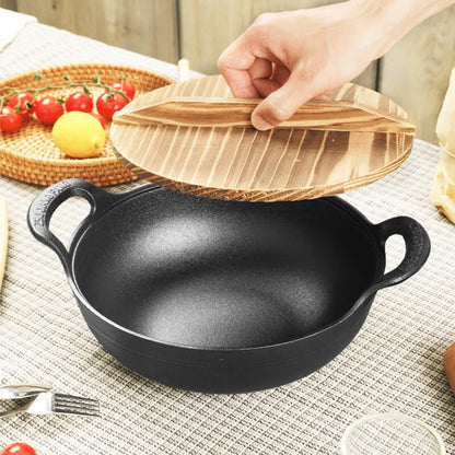 Panela de ferro fundido não revestido e não stick wok caçarola cozinha panela de cozinha fundido frigideira de frigideira wok pan fry pan dropshipping