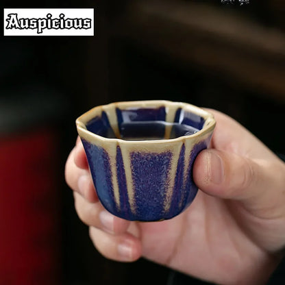 Jun Kiln Celadon Hand-grasp Pot Portable Travel Tea Set Kit Vintage 1 Pot 2 Cups Tea Maker Leather Tote Bag Kung Fu Teaset Gifts