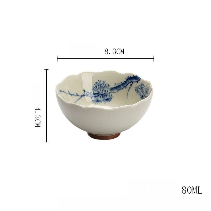 Antique Mud Master Cups Floral Teacups Household Small Tasting Cup Chinese Kung Fu Tea Set Pu Er Drinkware Teaware Tea Ceremony