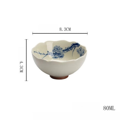 Antique Mud Master Cups Floral Teacups Household Small Tasting Cup Chinese Kung Fu Tea Set Pu Er Drinkware Teaware Tea Ceremony