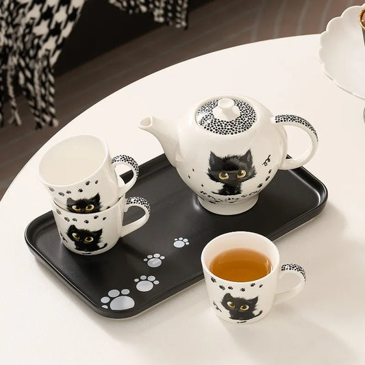 Cute and Cute Black Cat Ceramic Tea Set High Beauty Afternoon Tea Pot