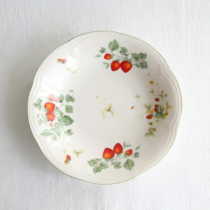 French Strawberry Teapot Coffee Cup and Saucer Set, Dessert Plate, Ceramic European Afternoon Tea for Party, Home Decoration