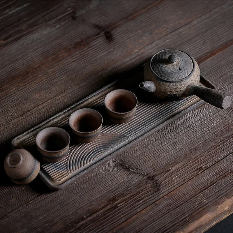 Japanese Crude Tao Yi Pot Four Cups of Tea Set Ceramic Kung Fu Tea Teaware Ceramic Tea Set Ceramic Tea Set Travel Tea Set TeaSet