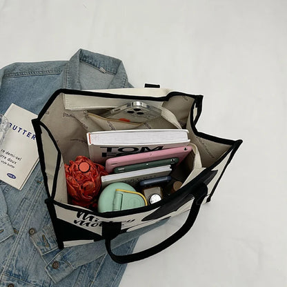 Disney Mickey Women's Large Capacity Shoulder Bag Korean Version Tote Handbag Fashionable Canvas Bag Daily Commuting