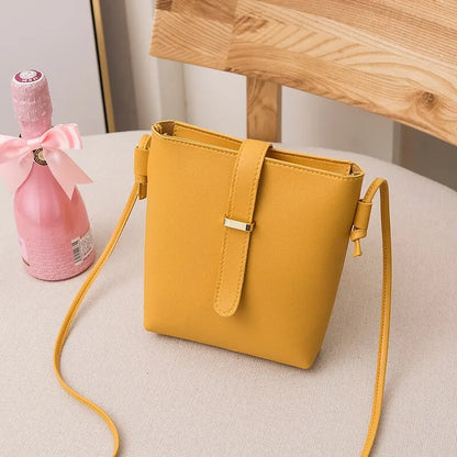 Bags For Women PU Crossbody Square Bag Female Bags Buckle Decorated Lady Shoulder Bucket Bag