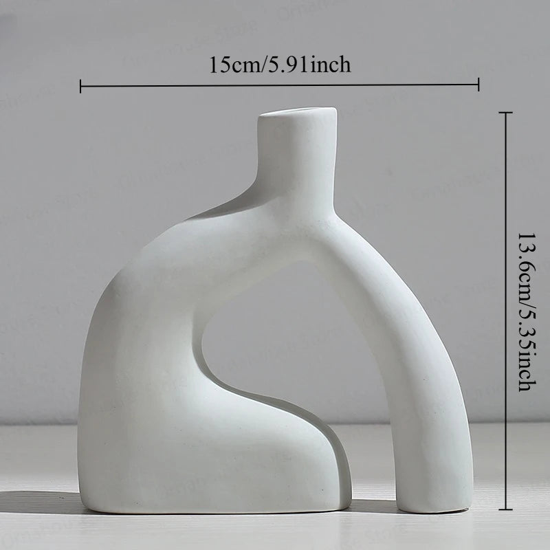 Nordic Creative White Vase Living Room Simple Ceramic Vase Decoration High End Art Glass Vase