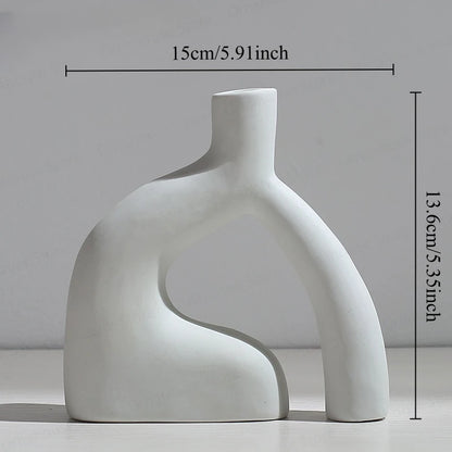Nordic Creative White Vase Living Room Simple Ceramic Vase Decoration High End Art Glass Vase