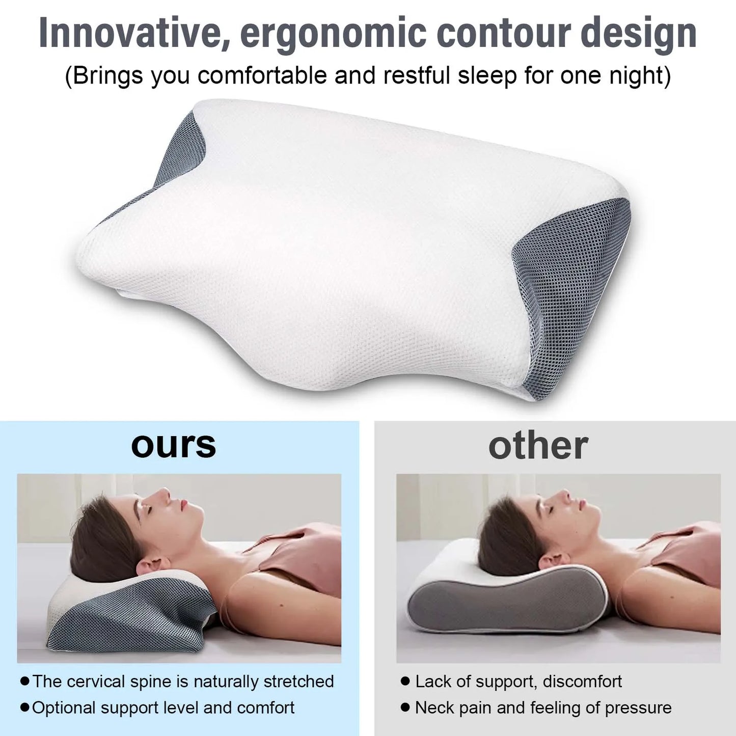 1 pc Memory Foam Bed Orthopedic Pillow Neck Protection Slow Rebound Memory Pillow Butterfly Shaped Health Cervical Neck
