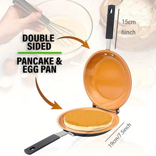 Double Side Frying Pan Green Non-stick Flip Frying Pan With Ceramic Coating Pancake Maker For Household Kitchen Cookware