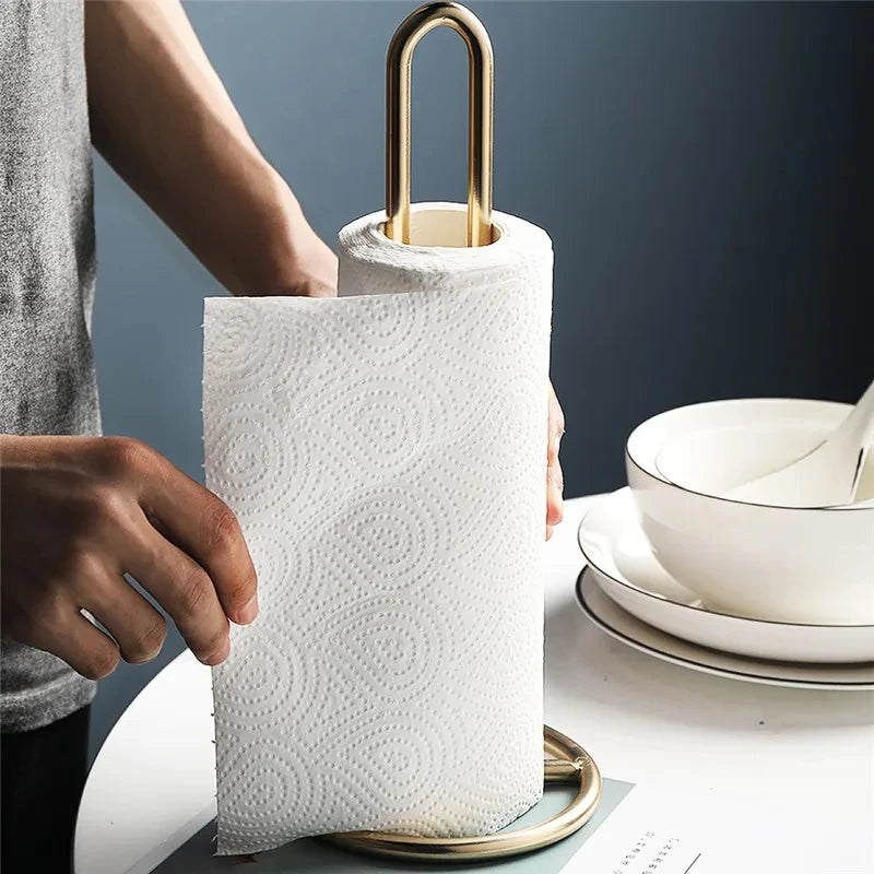 Stainless Steel Kitchen Roll Paper Towel Holder Bathroom Tissue Stand Dining Table Vertical Napkins Rack Kitchen Storage Shelf