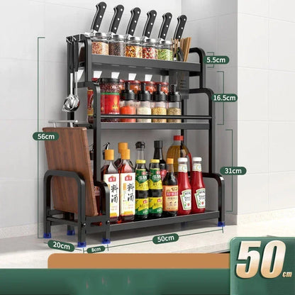 Knife Stand Door Organizer Spices Spice Racks Rack Jars Cutting Seasoning Drain Kitchen 2/3layers Condiments Storage Rack Board