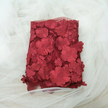 16 Colors multicolor handmade 3D flower lace fabric colorful evening dress lace fabric fashion dress lace 130cm width fabric