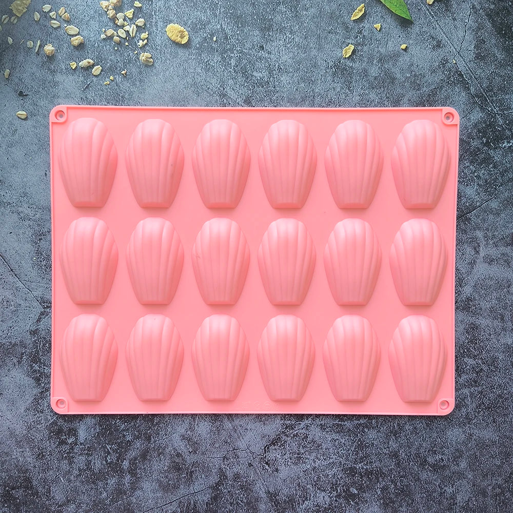 1pc 18 Cavity Madeleine Silicone Cake Mold Shell shaped Chocolate Cookie Biscuit Mould Handmade Silicone Bakeware Tools
