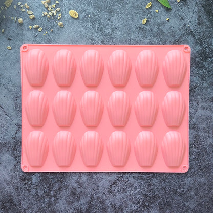 1pc 18 Cavity Madeleine Silicone Cake Mold Shell shaped Chocolate Cookie Biscuit Mould Handmade Silicone Bakeware Tools
