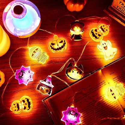 Luci a corde a led da festa di Halloween Pumpkin Ghost Spider Lampada sospesa per Halloween Casa Interni Decorazione esterna 2024