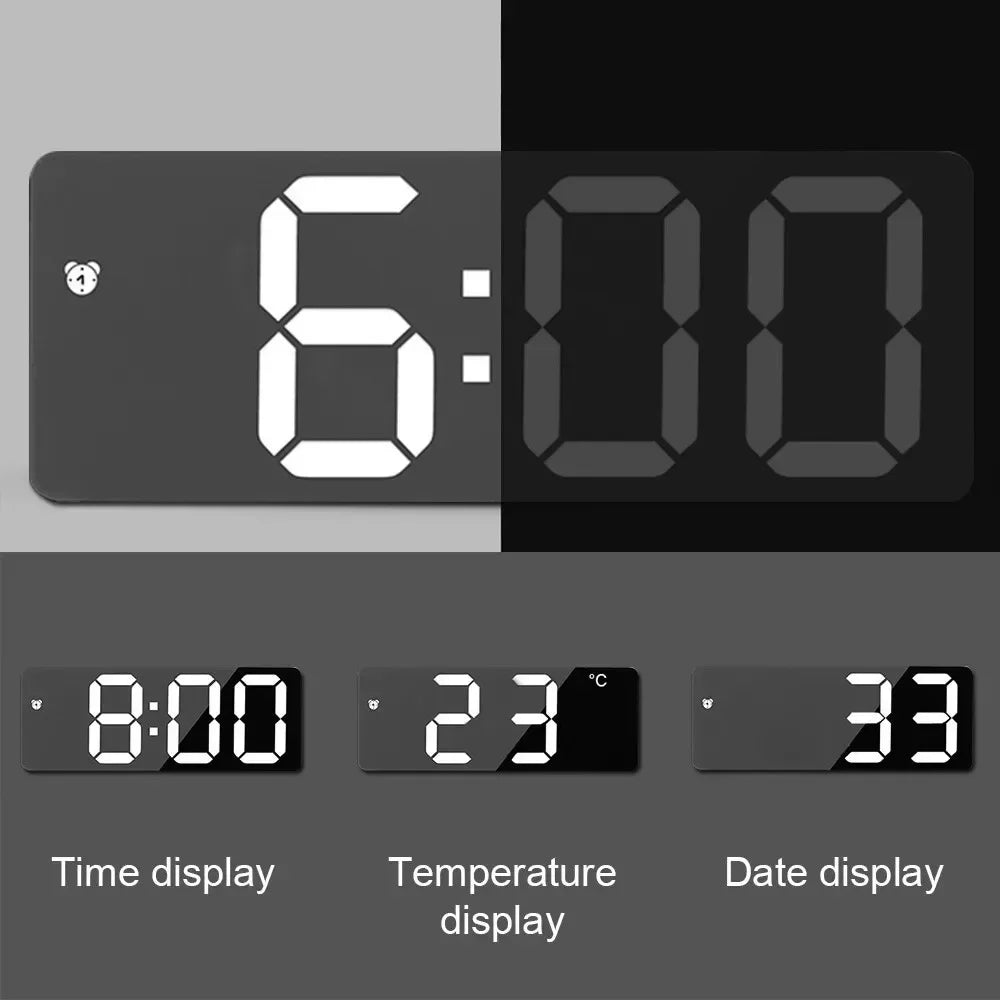 Smart LED electronic alarm clock adjustable brightness with temperature and date display bedroom bedside clock home decor item