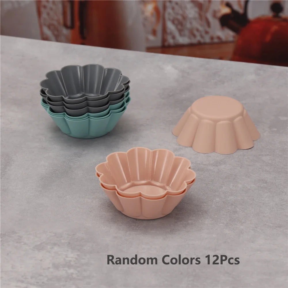 12pcs/Set Silicone Cake Mold Round Shaped Muffin Cupcake Baking Molds Kitchen Cooking Bakeware Maker DIY Cake Decorating Tools