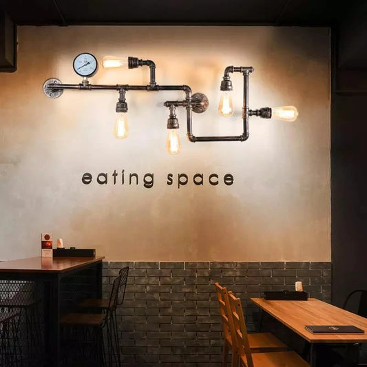 Vintage Steampunk Sconce Lamp Industrial Water Pipe Wall Lamp For Loft Restaurant  Bar Shop Decor Retro E27 Sconce Light Fixture