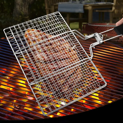 304 Stainless Steel BBQ Mesh Non Stick Grilling Basket Grill Mesh Mat Meat Vegetable Steak Picnic Party Barbecue Tool