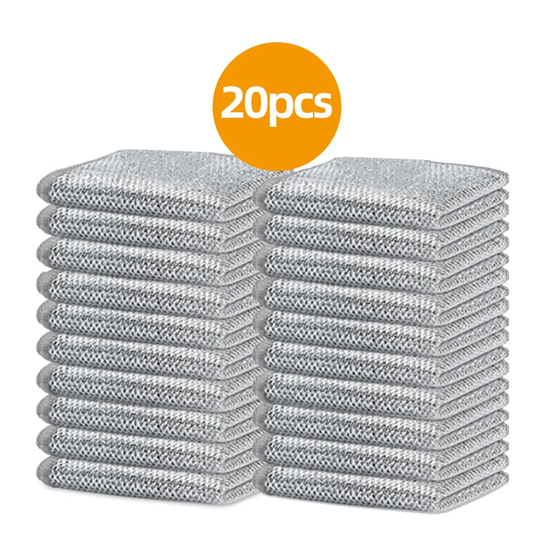 3/10/20 Pcs Stainless Steel Scrubbing Cloths - Non-Scratch, Quick-Dry, Silvery Cleaning Cloth Dish Towel Reusable Kitchen
