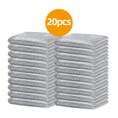 3/10/20 Pcs Stainless Steel Scrubbing Cloths - Non-Scratch, Quick-Dry, Silvery Cleaning Cloth Dish Towel Reusable Kitchen