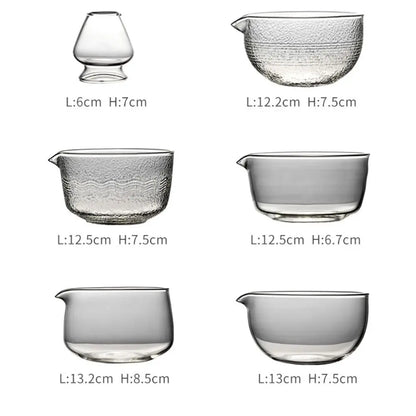 New Textured Matcha Bowl Glass Reusable Japanese Tea Set with Pouring Spout Matcha Making Kit Tea Lovers
