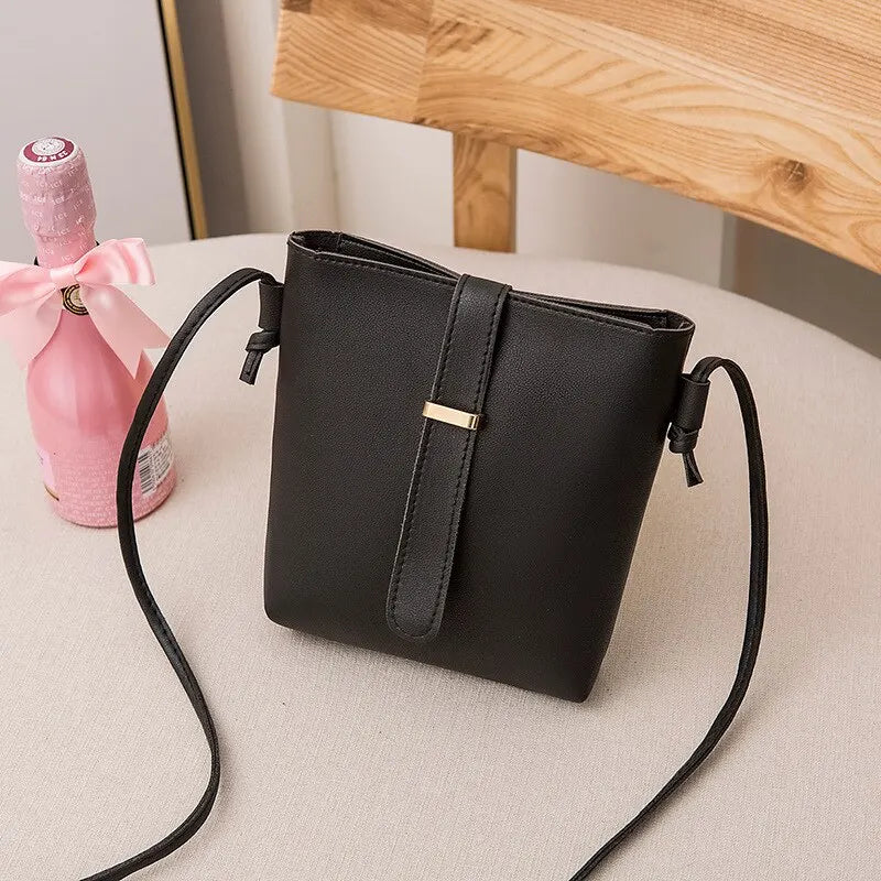 Bags For Women PU Crossbody Square Bag Female Bags Buckle Decorated Lady Shoulder Bucket Bag