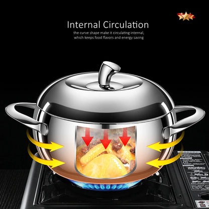 LFGB Certification Apple Shape 3.2L 304 Stainless Steel Kitchen Saucepot Ultra Thick Stewing Pot Internal Circulation Soup Pot