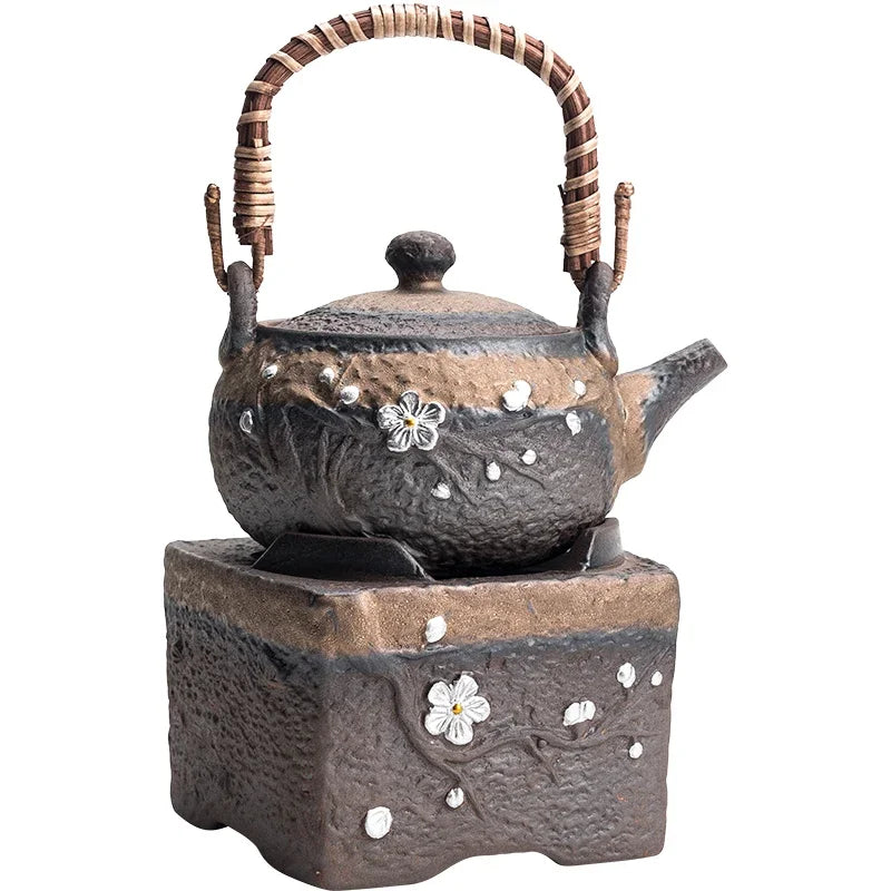 Chinese Style Kung Fu Teapot Retro Ceramic Pot Large Single Handle Stoneware Teapot for Home Living Room Brewing Tea