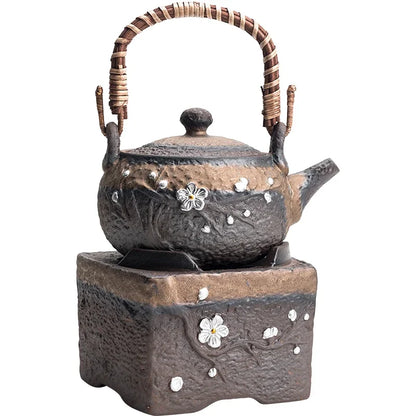 Chinese Style Kung Fu Teapot Retro Ceramic Pot Large Single Handle Stoneware Teapot for Home Living Room Brewing Tea