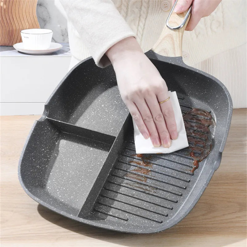 Poêle à friture antiadhésive durable poêle 3 en 1 steak-petit-déjeuner pochettes casseroles de cuisson ustensiles de cuisine ustensiles de cuisine ustensiles