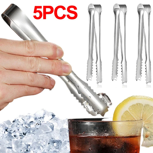 Stainless Steel Ice Tongs Coffee Sugar Cubes Small Clips BBQ Meat Tong BBQ Bread Food Clamp Wedding Birthday Party Kitchen Tools