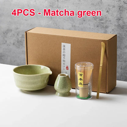 4/5/6PCS Matcha Set Bamboo Whisk Teaspoon Ceramic Bowl Tranditional Tea Sets Home Tea-making Tools Accessories Birthday Gifts